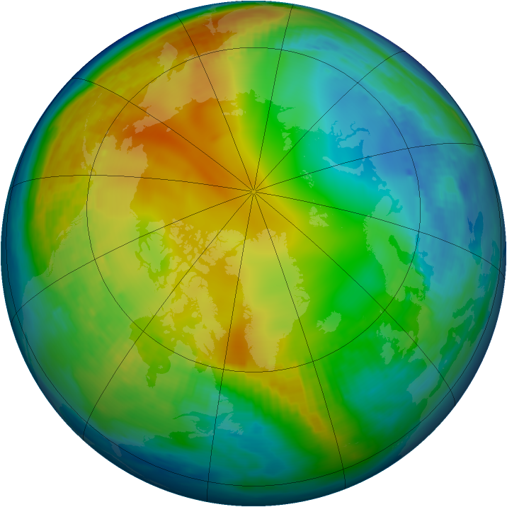 Arctic ozone map for 01 December 1987